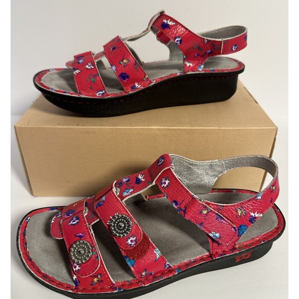Alegria Kleo Red Buds Boho Gladiator Sandals Womens 8-8.5 EU38 Leather Comfort